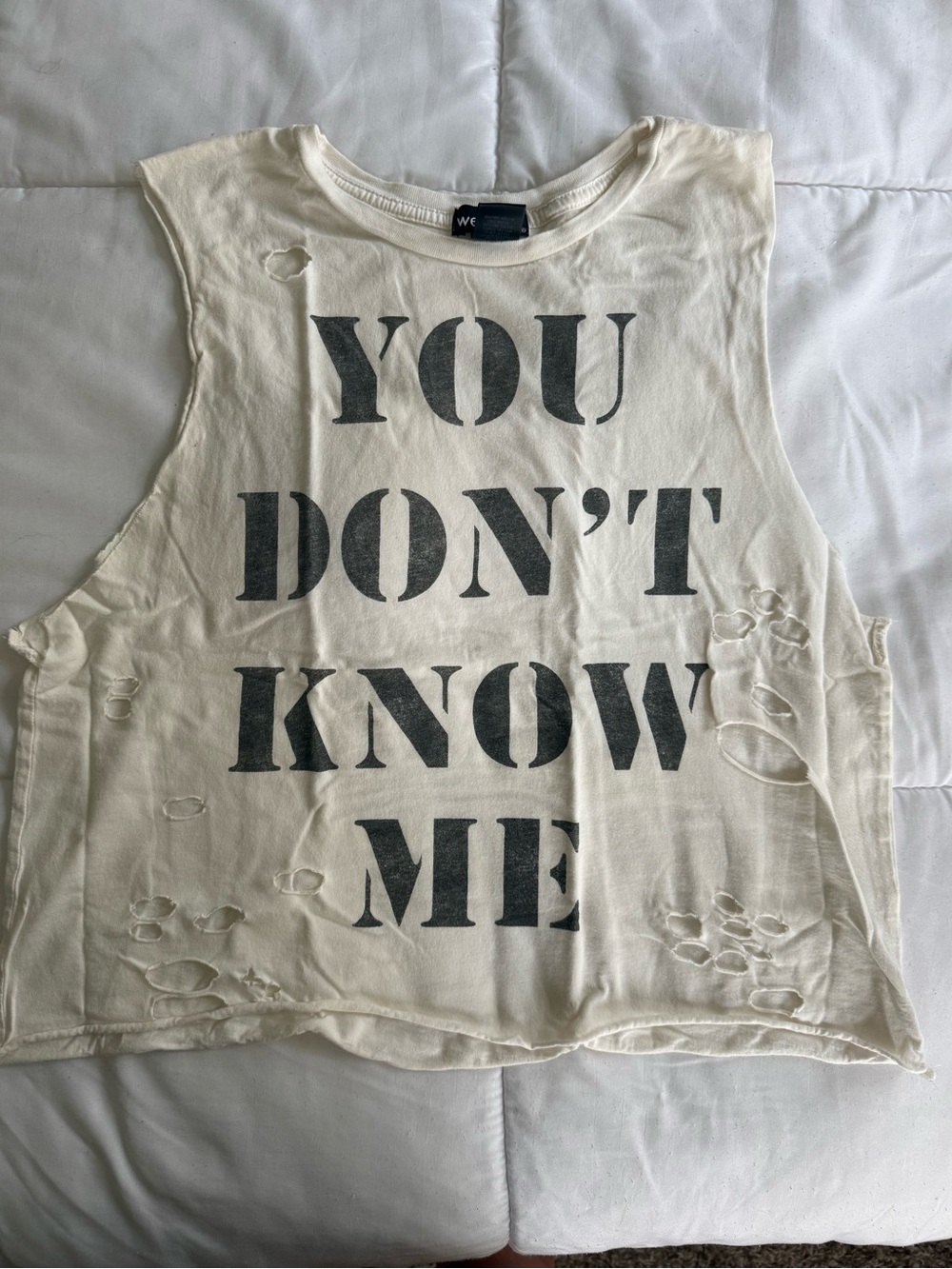 Wet Seal Vintage Y2K 90s “You Don’t Know Me” Distressed Crop Tee Boxy Womens L
